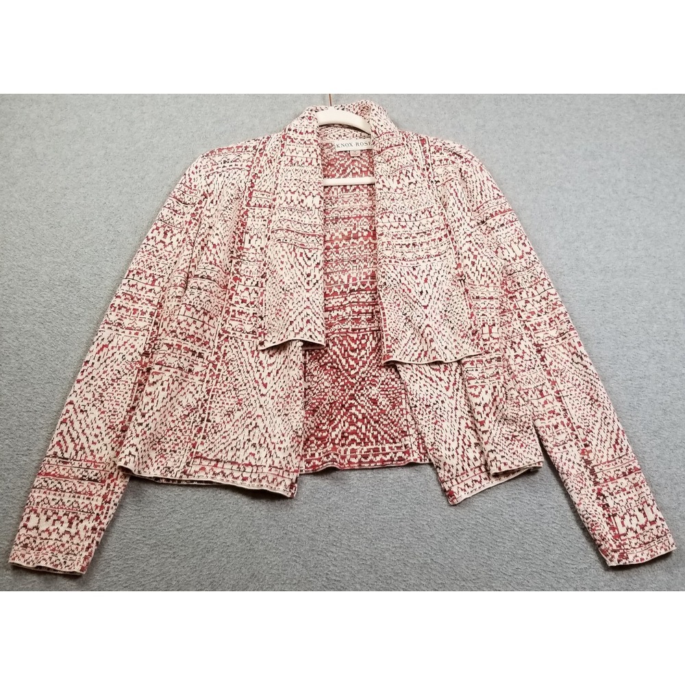 Knox Rose Cardigan Sweater Women's Medium Abstract Open Front Long Sleeve Cozy